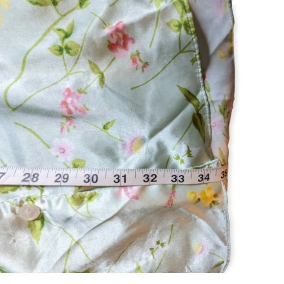 Maidenform Green Floral Satin Button Down Short Sleeve Night Shirt Size 1X - Picture 12 of 12